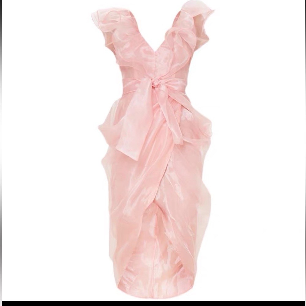 Organza Long Prom dress Pink